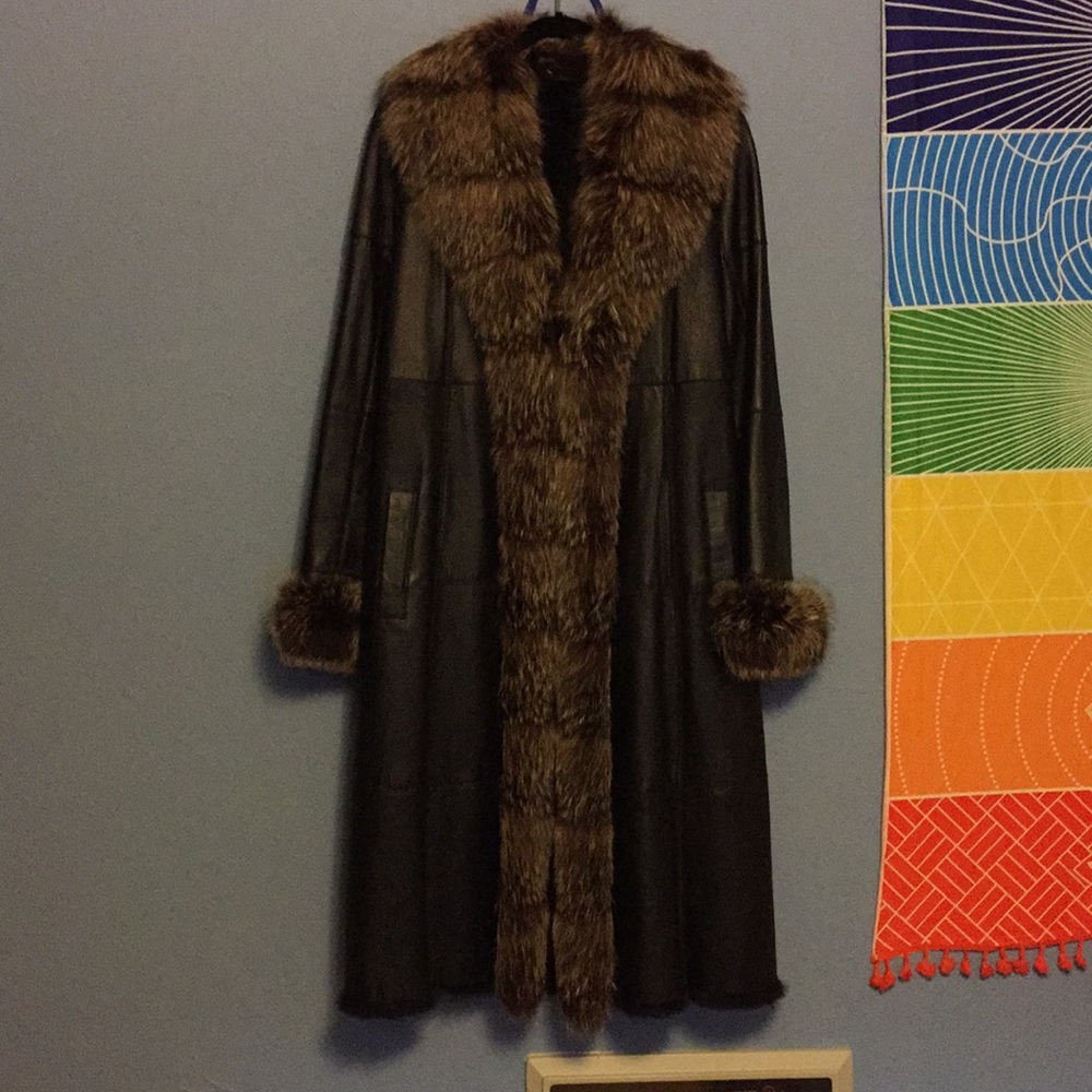 Inochi Kanin black leader jacket w Blue Fox fur